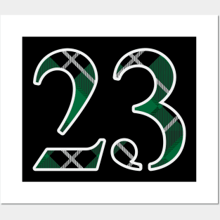23 Sports Jersey Number Green Black Flannel Posters and Art